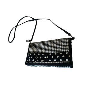 Black and White Crossbody Organizer Billfold Purse